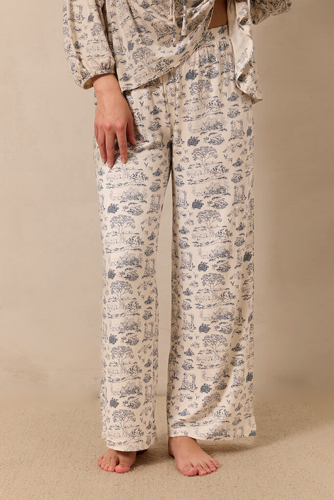 Bleu Toile Tie-Top Long-Sleeve Women's Sleep Set - Image 4