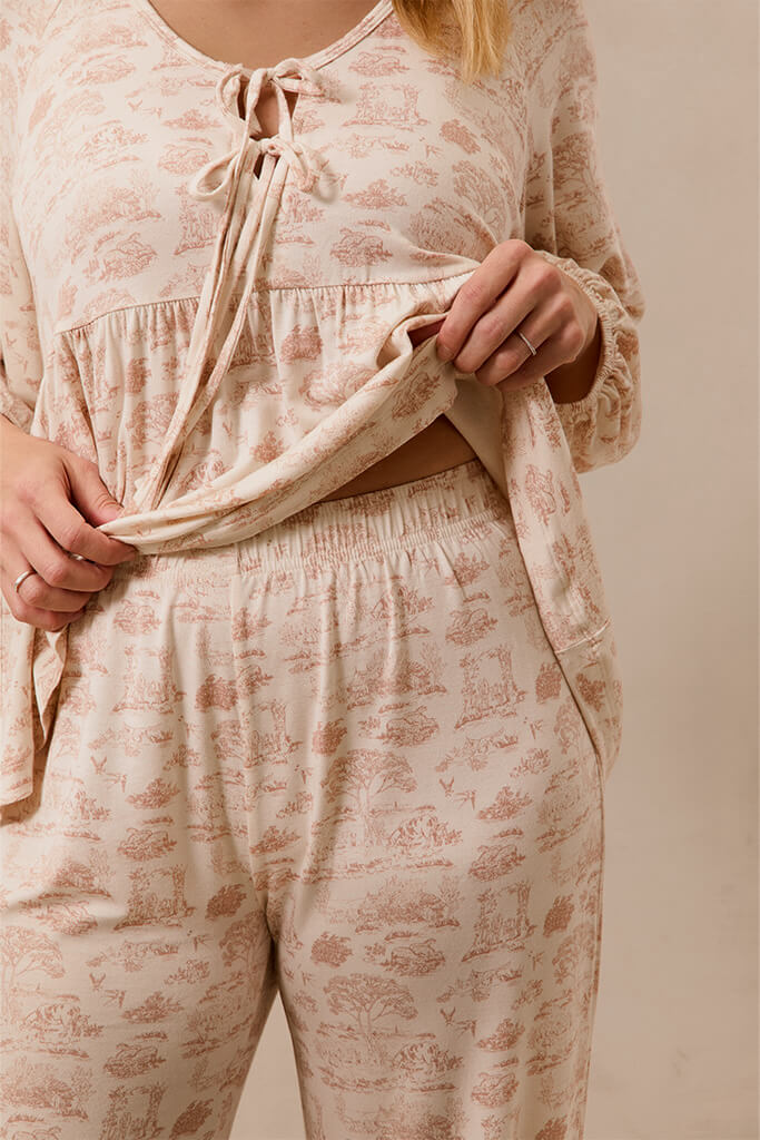 Rose Toile Tie-Top Long-Sleeve Women's Sleep Set - Image 4