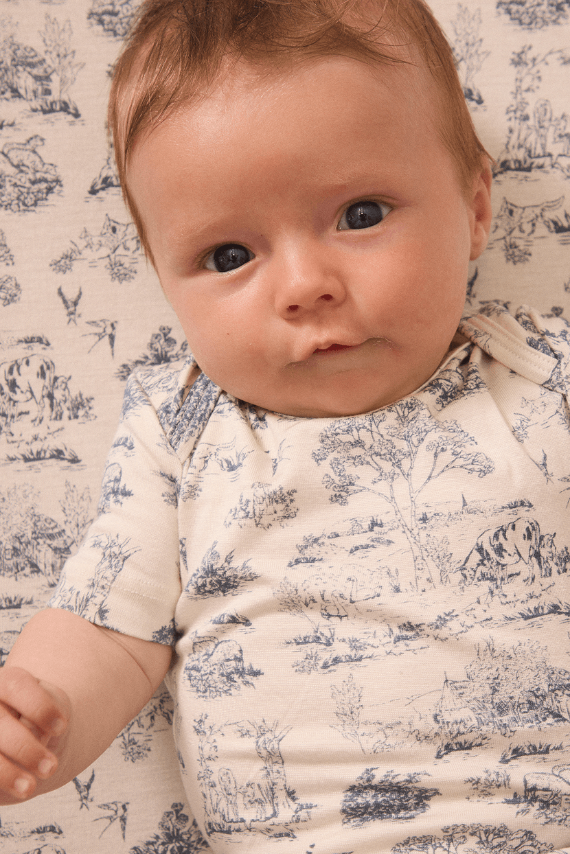 Bleu Toile Short-Sleeve Baby Sleep Set - Image 3