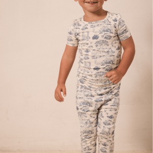 Bleu Toile Short-Sleeve Toddler Sleep Set