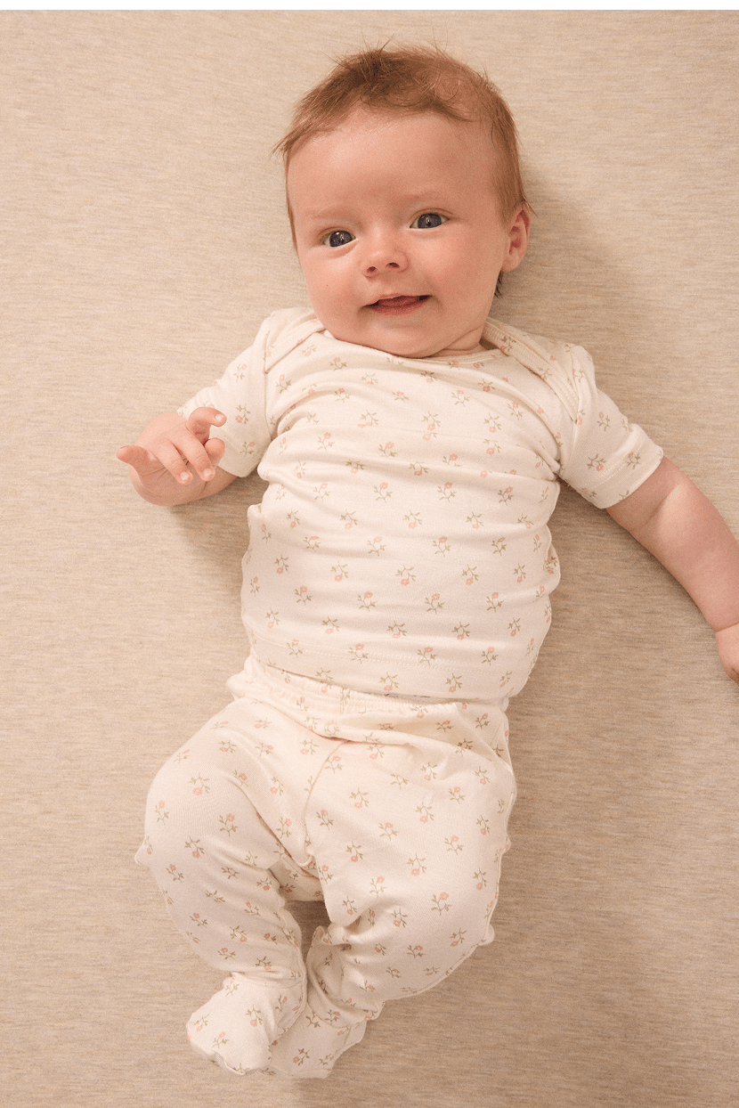 Blush Floret Short-Sleeve Baby Sleep Set