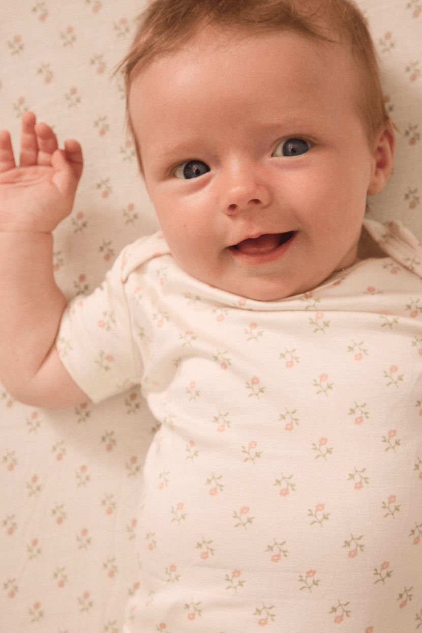 Blush Floret Short-Sleeve Baby Sleep Set - Image 3