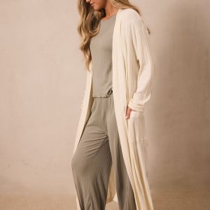 Cream Pointelle Robe