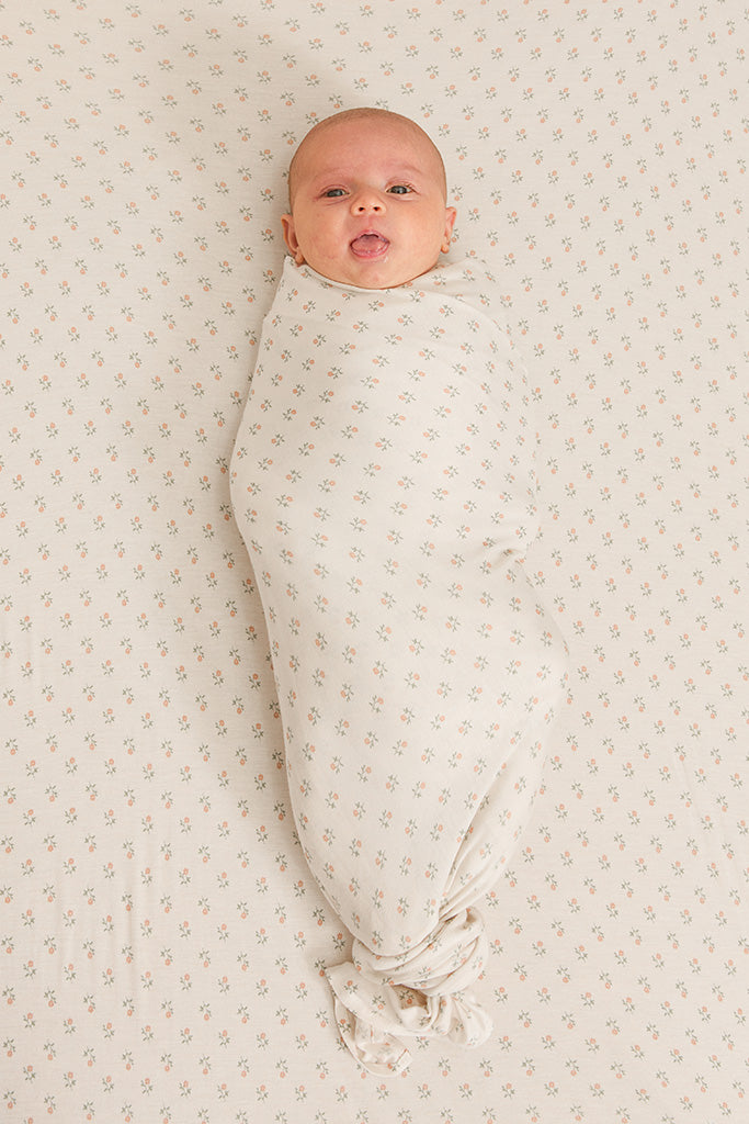 Blush Floret Swaddle + Hat Set - Image 2