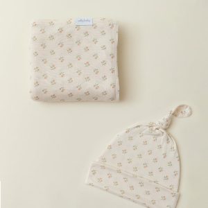 Blush Floret Swaddle + Hat Set