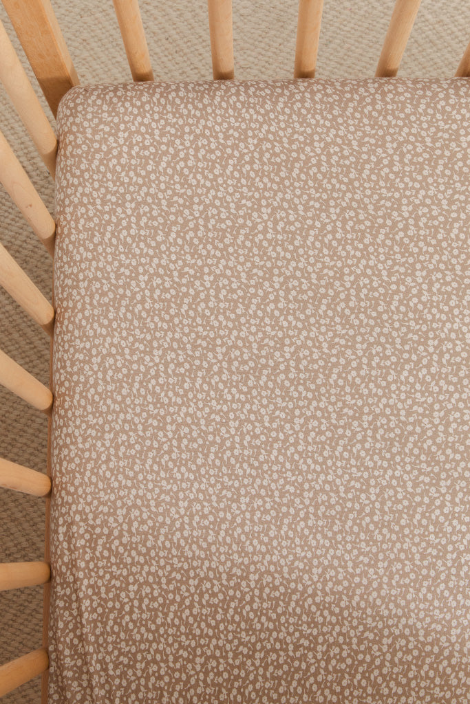 Cream Floral Crib Sheet