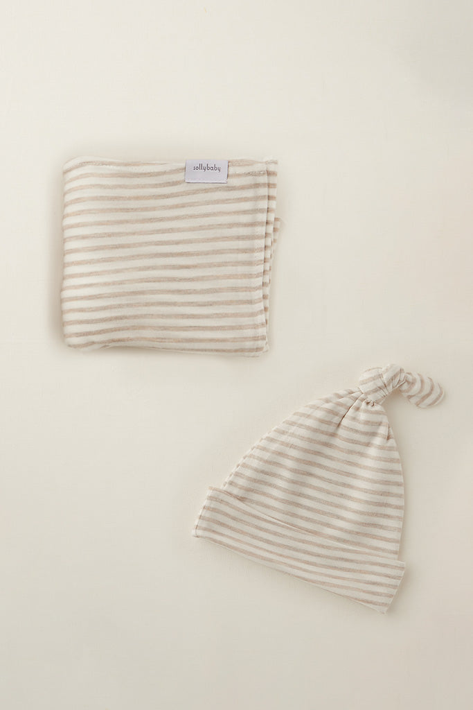 Driftwood Stripe Swaddle + Hat Set