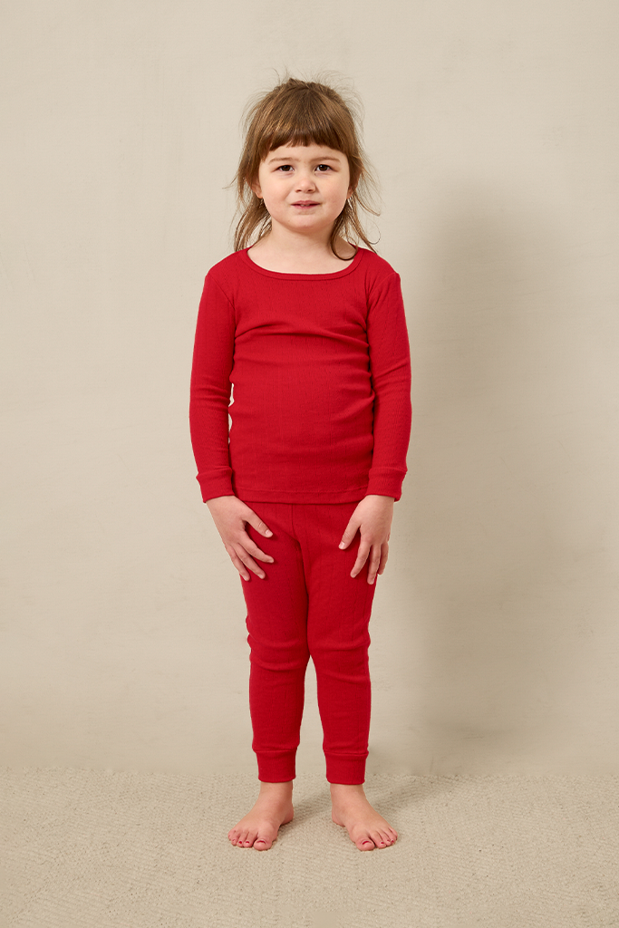 Red Pointelle Toddler Sleep Set