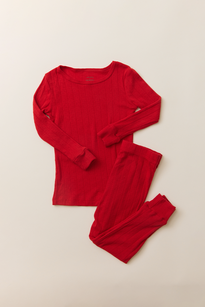 Red Pointelle Toddler Sleep Set - Image 5