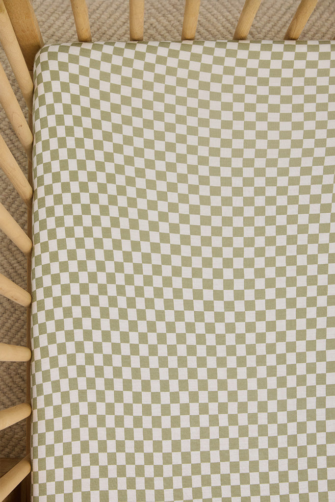Sage Chequer Crib Sheet