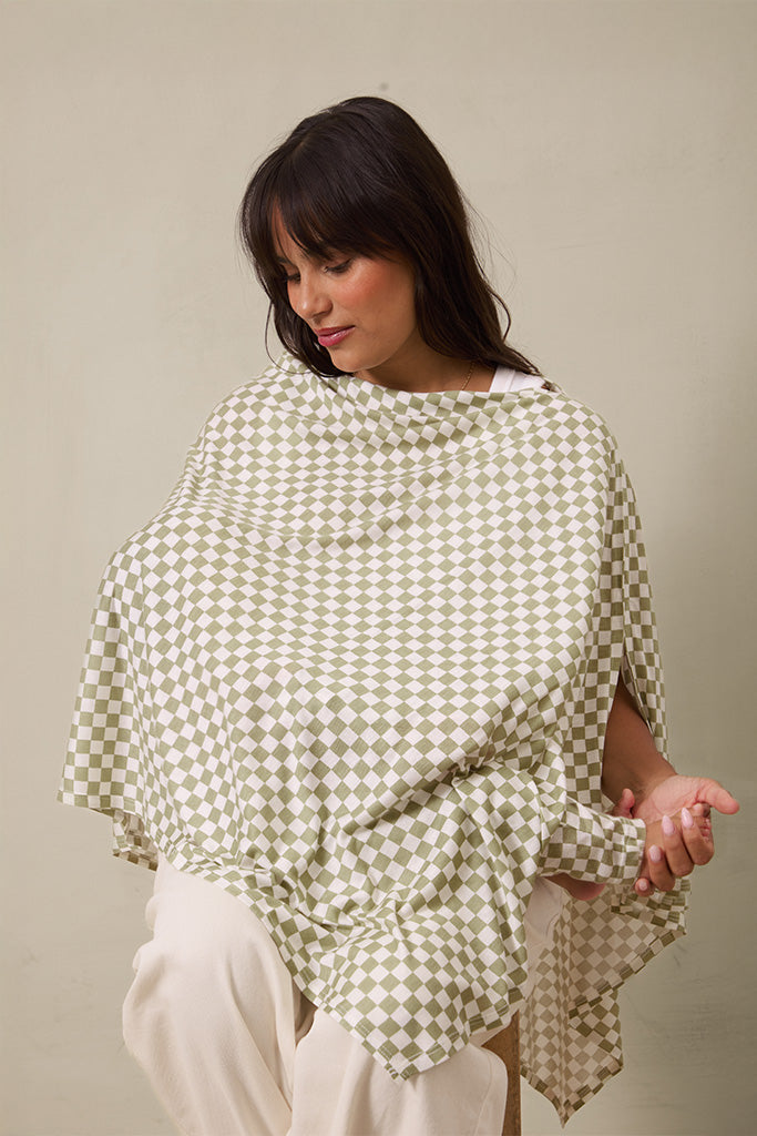 Sage Chequer Nursing Cover