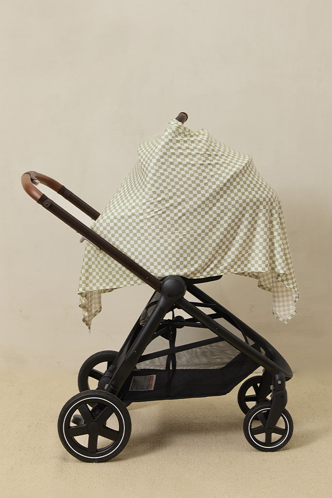 Sage Chequer Nursing Cover - Image 3